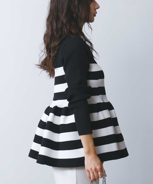 PICCIN PERLA（ピッチンペルラ）の「ハッチクルーネックニット（ニット/セーター・レディース・ホワイト系その他/オフホワイト/アイボリー/ブラック・M）」の6枚目の写真