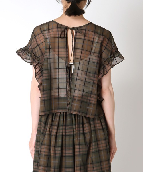 Jines(ジネス)の「シアーチェック前後2wayフリルブラウス【セットアップ可】(シャツ/ブラウス・レディース・カーキ・38)」の9枚目の写真