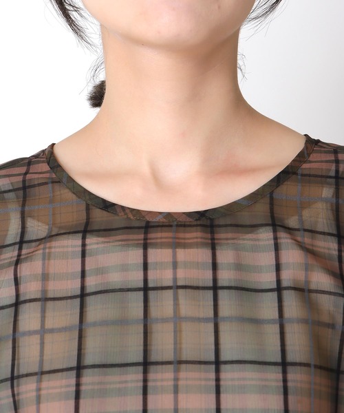Jines(ジネス)の「シアーチェック前後2wayフリルブラウス【セットアップ可】(シャツ/ブラウス・レディース・カーキ・38)」の10枚目の写真