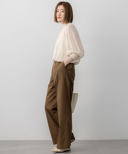 洗える】シアーギャザー ハイネック ニット（ニット/セーター）｜23区