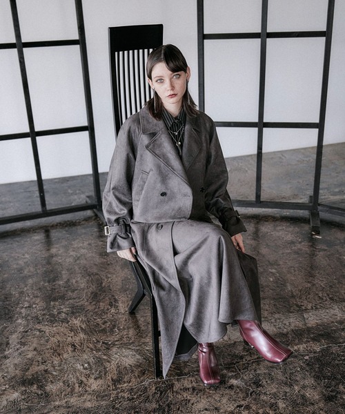 HARE（ハレ）の「スウェードトレンチフレアスカート(HARE)（スカート・レディース・ベージュ/チャコールグレー・FREE）」の5枚目の写真