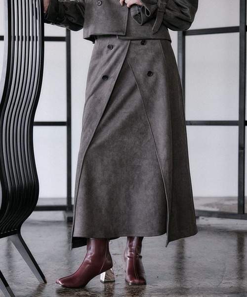 HARE（ハレ）の「スウェードトレンチフレアスカート(HARE)（スカート・レディース・ベージュ/チャコールグレー・FREE）」の8枚目の写真