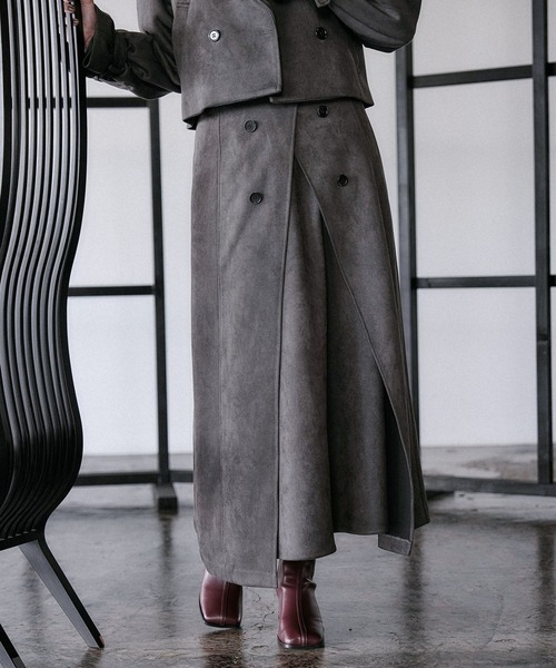 HARE（ハレ）の「スウェードトレンチフレアスカート(HARE)（スカート・レディース・ベージュ/チャコールグレー・FREE）」の9枚目の写真