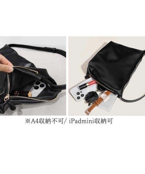 Miniministore(ミニミニストア)の「ショルダーバッグ 韓国風 ギャザーバッグ(ショルダーバッグ・レディース・ブラック/シルバー/オフホワイト/ライトブラウン・FREE)」の12枚目の写真