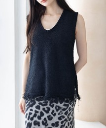 CLEAR BASIC | ヒゲヤーンニットベスト[オフィスカジュアル 着回し抜群 大人]≪AW新作≫(ベスト)