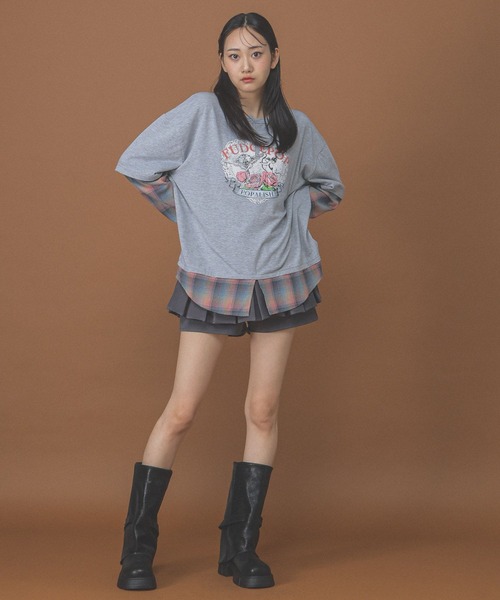 3.3 Field Trip （3.3フィールドトリップ）の「3.3 Field Trip／シャツレイヤードロンT（Tシャツ/カットソー・レディース・ブラック/グレー・FREE）」の8枚目の写真