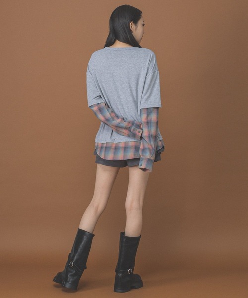 3.3 Field Trip （3.3フィールドトリップ）の「3.3 Field Trip／シャツレイヤードロンT（Tシャツ/カットソー・レディース・ブラック/グレー・FREE）」の10枚目の写真