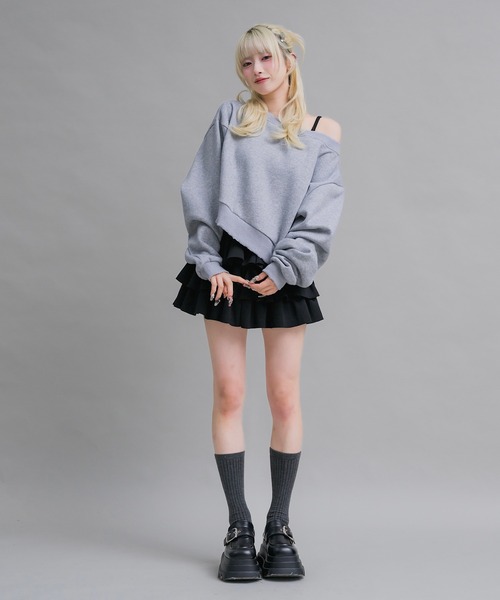 17HR（セブンティーンアワーズ）の「ルーズワンショルスウェット（スウェット・レディース・グレー/ブラック・FREE）」の22枚目の写真