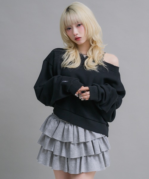 17HR（セブンティーンアワーズ）の「ルーズワンショルスウェット（スウェット・レディース・グレー/ブラック・FREE）」の16枚目の写真