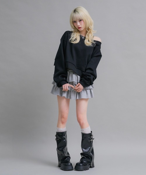 17HR（セブンティーンアワーズ）の「ルーズワンショルスウェット（スウェット・レディース・グレー/ブラック・FREE）」の18枚目の写真