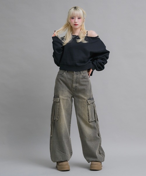 17HR（セブンティーンアワーズ）の「ルーズワンショルスウェット（スウェット・レディース・グレー/ブラック・FREE）」の19枚目の写真