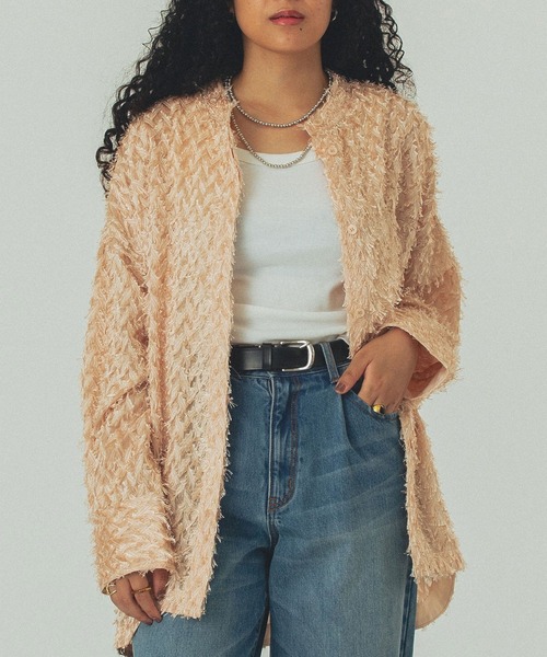 ROSE BUD(ローズバッド)の「(GENE HEAVENS)FRINGE BIG SHIRTS(シャツ/ブラウス・レディース・ベージュ/ホワイト/ブラック・ONE SIZE)」の1枚目の写真