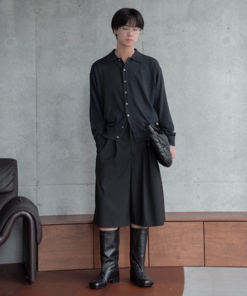20SS ダブルファブリックショーツ Two tuck wide stripe shorts / ツータックワイドストライプ