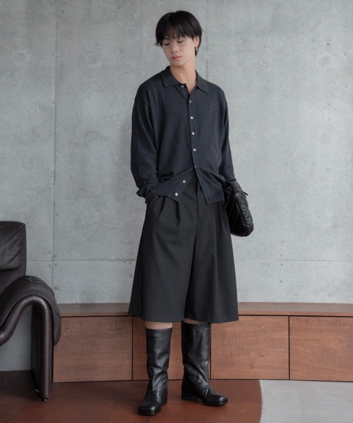Two tuck wide stripe shorts / ツータックワイドストライプ