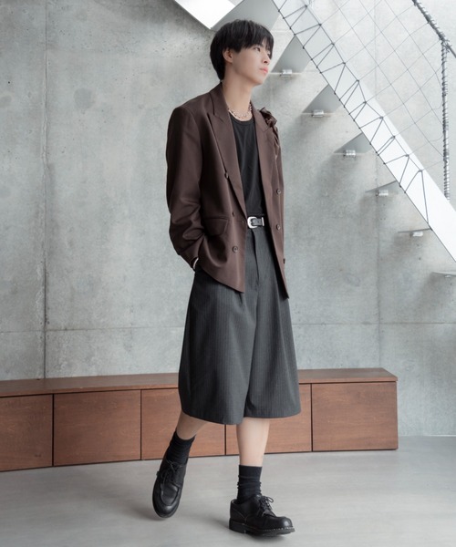 SINSS（シンス）の「Two tuck wide stripe shorts / ツータックワイドストライプショーツ（その他パンツ・メンズ・ブラック/チャコール・SMALL/MEDIUM/LARGE/X-SMALL）」の17枚目の写真