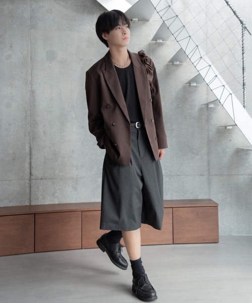 SINSS（シンス）の「Two tuck wide stripe shorts / ツータックワイド