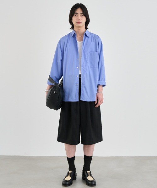 Two tuck wide stripe shorts / ツータックワイドストライプショーツ