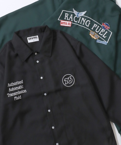 76(セブンティシックス)の「76Lubricants/ナナロクルブリカンツ オーバーサイズ ワッペン刺繍 長袖シャツ(シャツ/ブラウス・メンズ・ブラウン/グリーン系その他/ブラック系その他/ブラウン系その他/グレイッシュブルー/ブラック/ダークグリーン・M/L)」の2枚目の写真