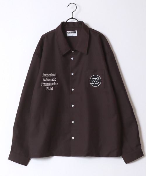 76(セブンティシックス)の「76Lubricants/ナナロクルブリカンツ オーバーサイズ ワッペン刺繍 長袖シャツ(シャツ/ブラウス・メンズ・ブラウン/グリーン系その他/ブラック系その他/ブラウン系その他/グレイッシュブルー/ブラック/ダークグリーン・M/L)」の9枚目の写真