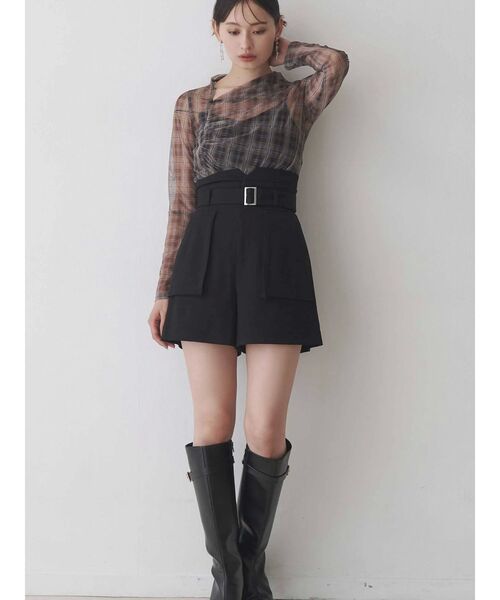 MERCURYDUO（マーキュリーデュオ）の「シアーアシメドレープ2WAYトップス（Tシャツ/カットソー・レディース・ブラック/グリーン/ブラウン・FREE）」の6枚目の写真