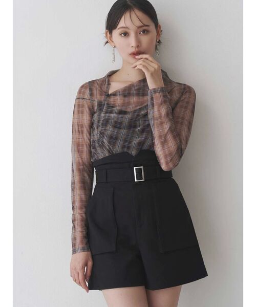 MERCURYDUO（マーキュリーデュオ）の「シアーアシメドレープ2WAYトップス（Tシャツ/カットソー・レディース・ブラック/グリーン/ブラウン・FREE）」の10枚目の写真