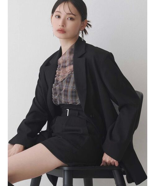 MERCURYDUO（マーキュリーデュオ）の「シアーアシメドレープ2WAYトップス（Tシャツ/カットソー・レディース・ブラック/グリーン/ブラウン・FREE）」の15枚目の写真