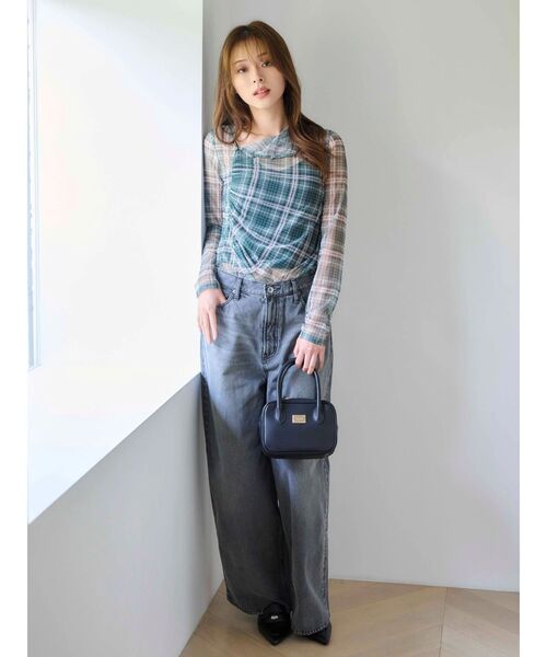 MERCURYDUO(マーキュリーデュオ)の「シアーアシメドレープ2WAYトップス(Tシャツ/カットソー・レディース・グリーン/ブラウン/ブラック・FREE)」の16枚目の写真