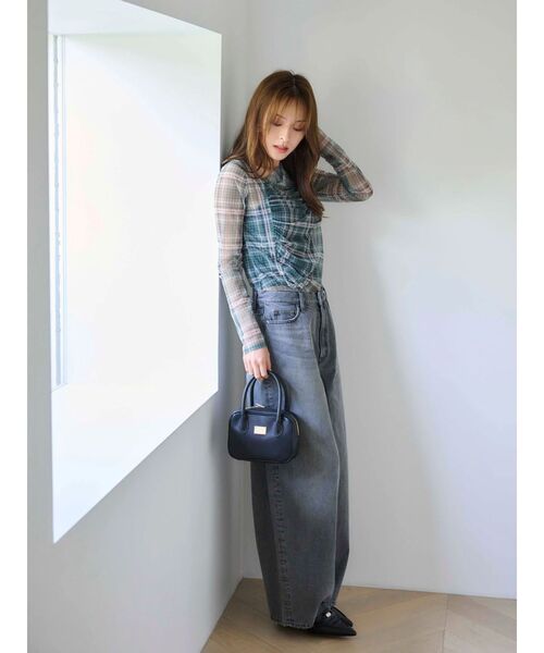 MERCURYDUO(マーキュリーデュオ)の「シアーアシメドレープ2WAYトップス(Tシャツ/カットソー・レディース・グリーン/ブラウン/ブラック・FREE)」の18枚目の写真