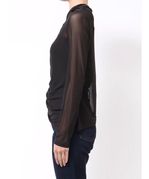 MERCURYDUO（マーキュリーデュオ）の「シアーアシメドレープ2WAYトップス（Tシャツ/カットソー・レディース・ブラック/グリーン/ブラウン・FREE）」の22枚目の写真