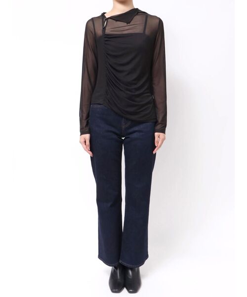 MERCURYDUO（マーキュリーデュオ）の「シアーアシメドレープ2WAYトップス（Tシャツ/カットソー・レディース・ブラック/グリーン/ブラウン・FREE）」の18枚目の写真