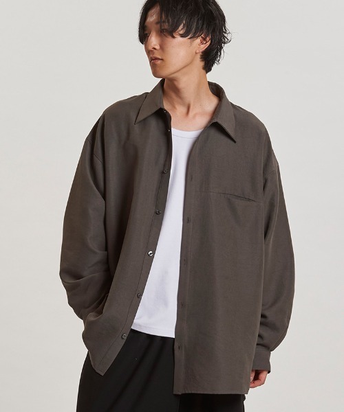 NO ID.（ノーアイディ）の「ms6243- ﾏｯﾄｽｷﾝｽﾑｰｽｵｰﾊﾞｰSH シャツ(857006-311S)（シャツ/ブラウス・メンズ・ブラック/グレー/アイボリー・ONE SIZE）」の3枚目の写真