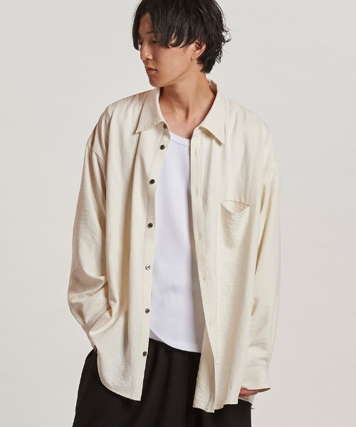 NO ID.（ノーアイディ）の「ms6243- ﾏｯﾄｽｷﾝｽﾑｰｽｵｰﾊﾞｰSH シャツ(857006-311S)（シャツ/ブラウス・メンズ・ブラック/グレー/アイボリー・ONE SIZE）」の8枚目の写真