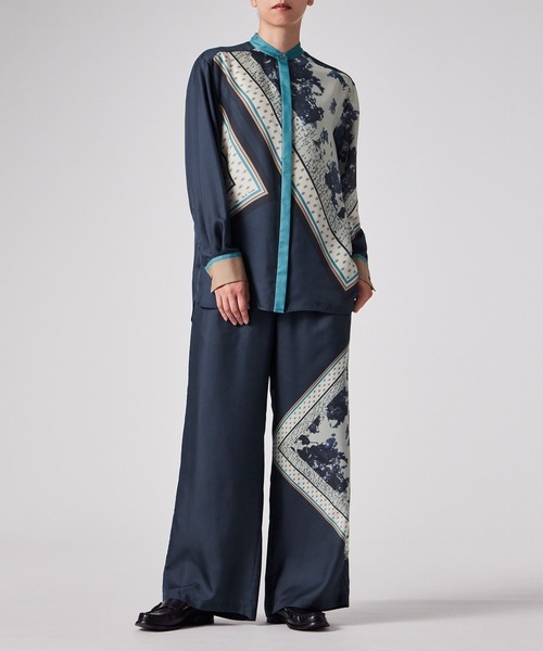 Paul Smith（ポールスミス）の「ウィメンズ "Travel Scarf" スタンドカラー シャツ / 255024 382BP（シャツ/ブラウス・レディース・ネイビー/オレンジ・40/38）」の15枚目の写真