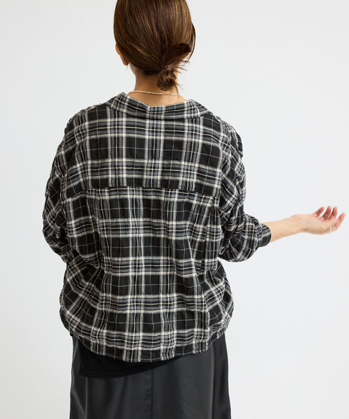 シャーリングチェックショートシャツ（シャツ/ブラウス）｜IENA