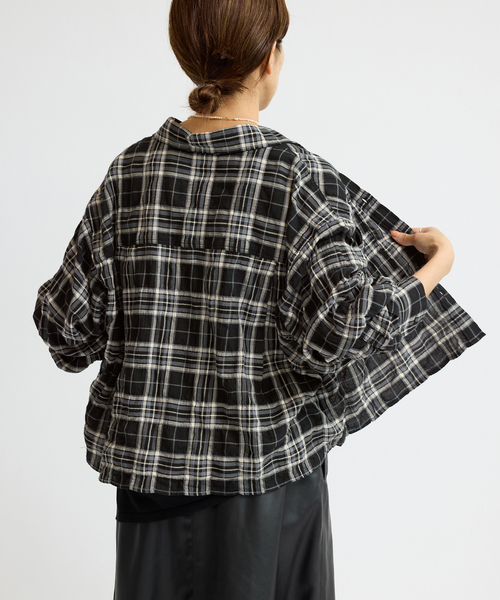 シャーリングチェックショートシャツ（シャツ/ブラウス）｜IENA