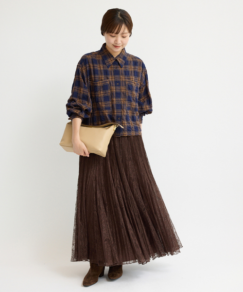 シャーリングチェックショートシャツ人気！完売‼️ シャーリングチェックショートシャツ（シャツ/ブラウス）｜IENA