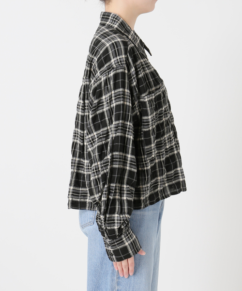 シャーリングチェックショートシャツ（シャツ/ブラウス）｜IENA