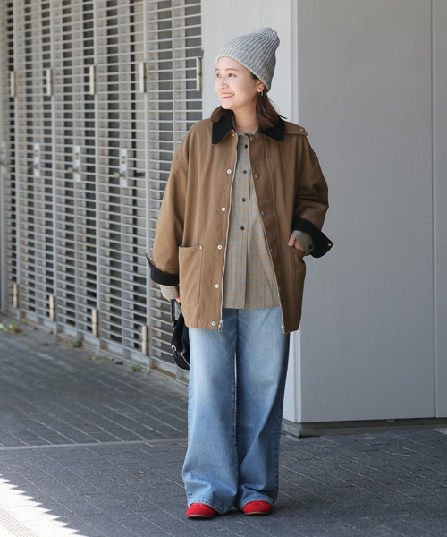 JOURNAL STANDARD（ジャーナルスタンダード）の「ダックブルゾン（カバーオール・レディース・アイボリー/キャメル・FREE）」の5枚目の写真