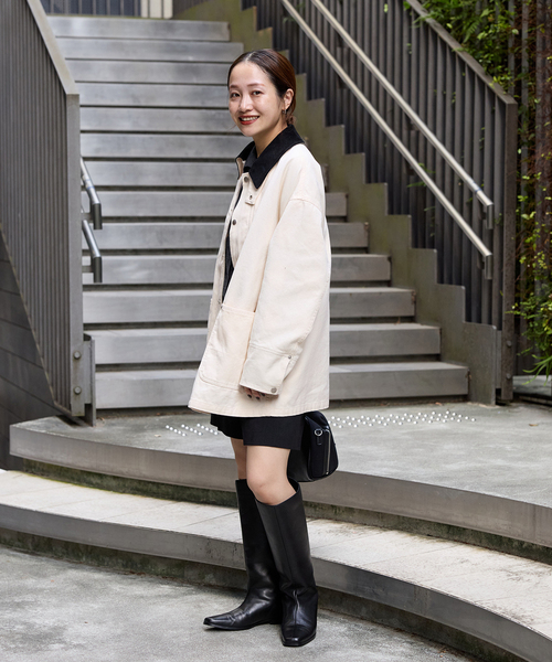 JOURNAL STANDARD（ジャーナルスタンダード）の「ダックブルゾン（カバーオール・レディース・アイボリー/キャメル・FREE）」の6枚目の写真