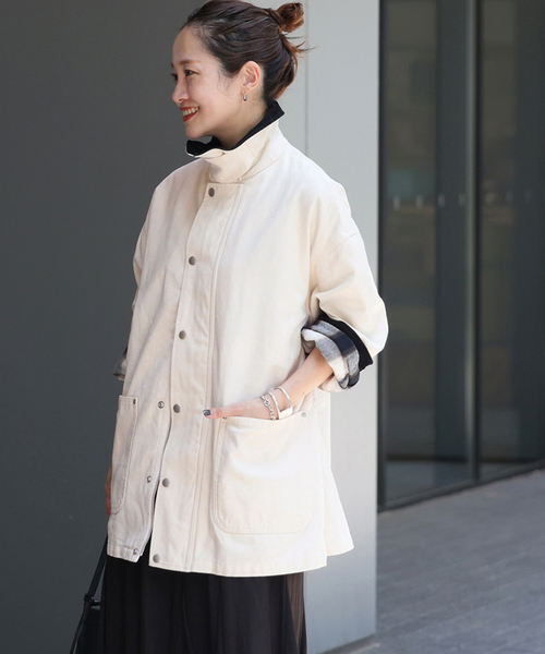 JOURNAL STANDARD（ジャーナルスタンダード）の「ダックブルゾン（カバーオール・レディース・アイボリー/キャメル・FREE）」の12枚目の写真