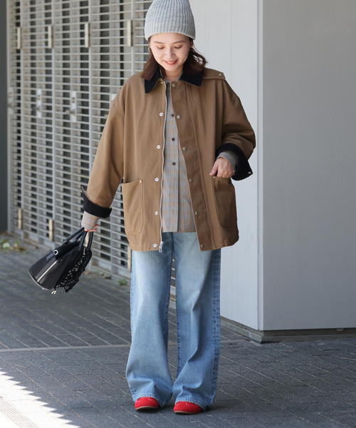 JOURNAL STANDARD（ジャーナルスタンダード）の「ダックブルゾン（カバーオール・レディース・アイボリー/キャメル・FREE）」の14枚目の写真