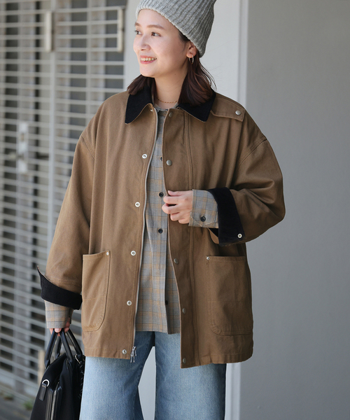 JOURNAL STANDARD（ジャーナルスタンダード）の「ダックブルゾン（カバーオール・レディース・アイボリー/キャメル・FREE）」の16枚目の写真