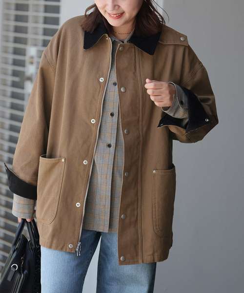 JOURNAL STANDARD（ジャーナルスタンダード）の「ダックブルゾン（カバーオール・レディース・アイボリー/キャメル・FREE）」の17枚目の写真