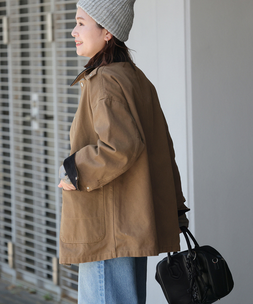 JOURNAL STANDARD（ジャーナルスタンダード）の「ダックブルゾン（カバーオール・レディース・アイボリー/キャメル・FREE）」の18枚目の写真