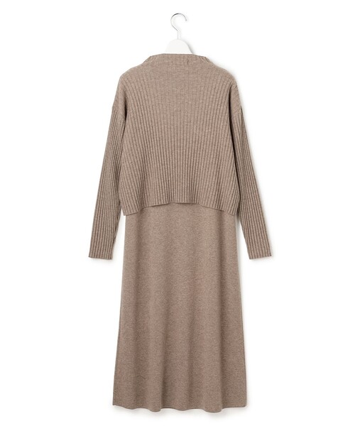 23区 L(ニジュウサンクオオキイサイズ)の「【洗える】レイヤードニットツイン ワンピース(ワンピース・レディース・ブラウン系/ネイビー系/グレー系・46/44)」の21枚目の写真