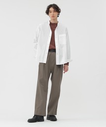MHL エムエイチエル　コットンパンツ ワイド ベージュ マーガレットハウエル MARGARET HOWELL｜マーガレット・ハウエルのパンツ（ベージュ系
