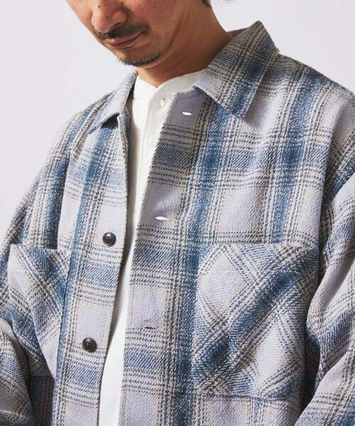 JOURNAL STANDARD relume(ジャーナルスタンダード レリューム)の「リング オンブレーチェックシャツ(シャツ/ブラウス・メンズ・ブルー系その他/ベージュ系その他/チャコールグレー・LARGE/MEDIUM)」の3枚目の写真