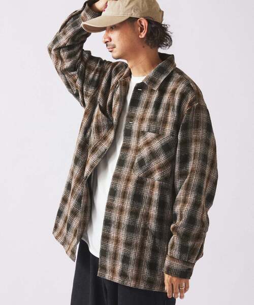 JOURNAL STANDARD relume(ジャーナルスタンダード レリューム)の「リング オンブレーチェックシャツ(シャツ/ブラウス・メンズ・ブルー系その他/ベージュ系その他/チャコールグレー・LARGE/MEDIUM)」の1枚目の写真