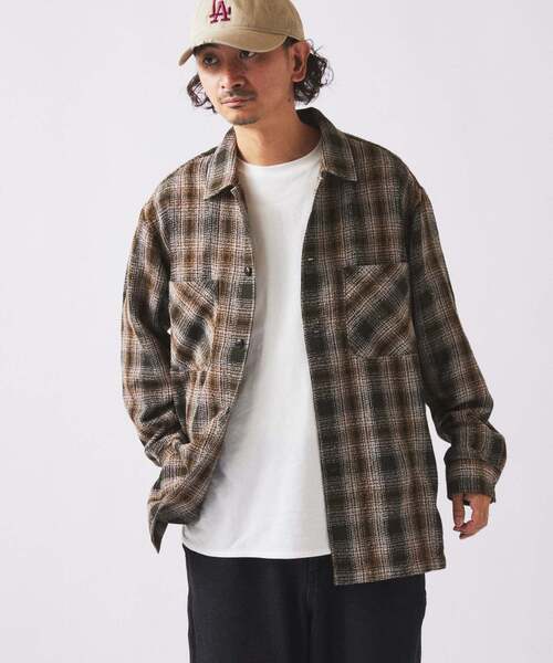 JOURNAL STANDARD relume(ジャーナルスタンダード レリューム)の「リング オンブレーチェックシャツ(シャツ/ブラウス・メンズ・ブルー系その他/ベージュ系その他/チャコールグレー・LARGE/MEDIUM)」の4枚目の写真