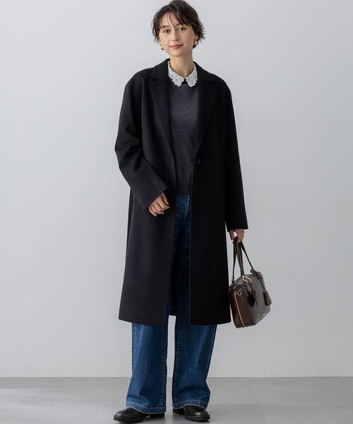 23区 L(ニジュウサンクオオキイサイズ)の「【洗える】エンブロイダリー フラワーレースコンビ ニット(ニット/セーター・レディース・グレー系/ネイビー系/ブラック系・44/46/48)」の14枚目の写真